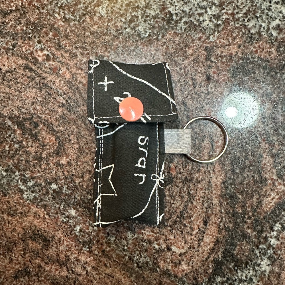 Handmade lip balm holder keychain- chalkboard design